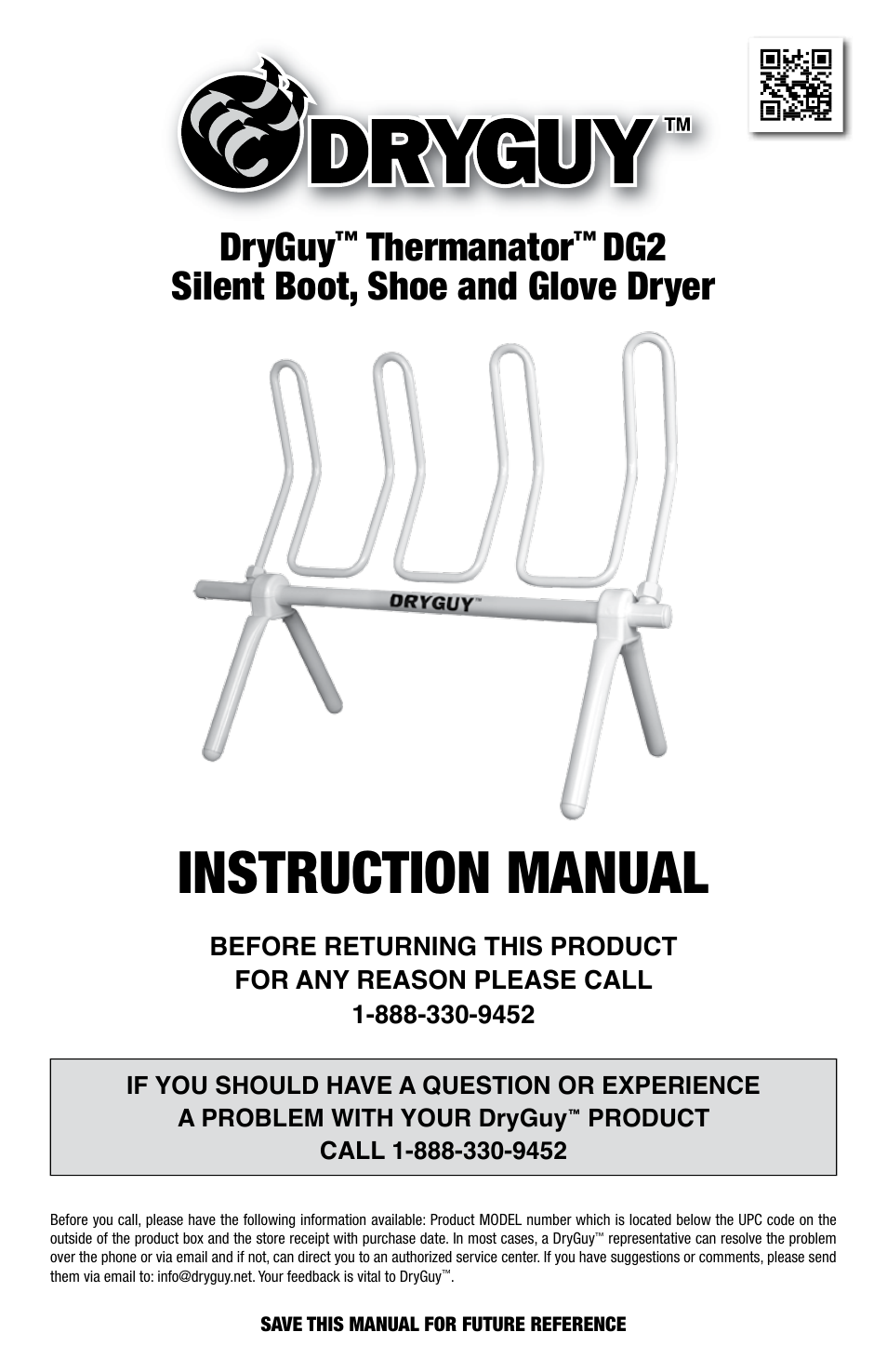 DryGuy THERMANATOR DG2 User Manual | 8 pages