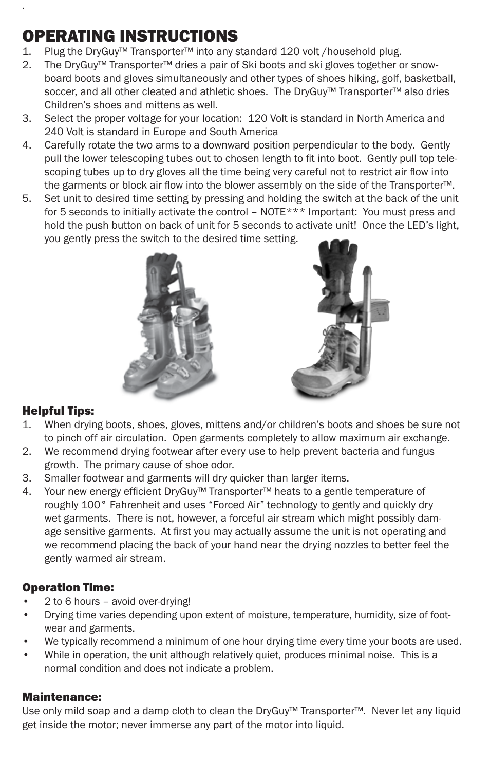 General safety rules, Operating instructions, Save these instructions | DryGuy TRANSPORTER DG00401 User Manual | Page 3 / 4