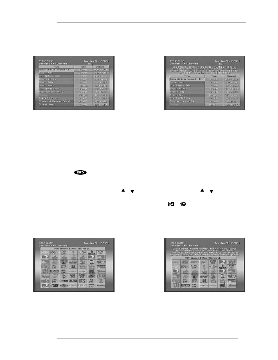 The title guide, The logo guide | DirecTV HIRD-B1 User Manual | Page 47 / 74