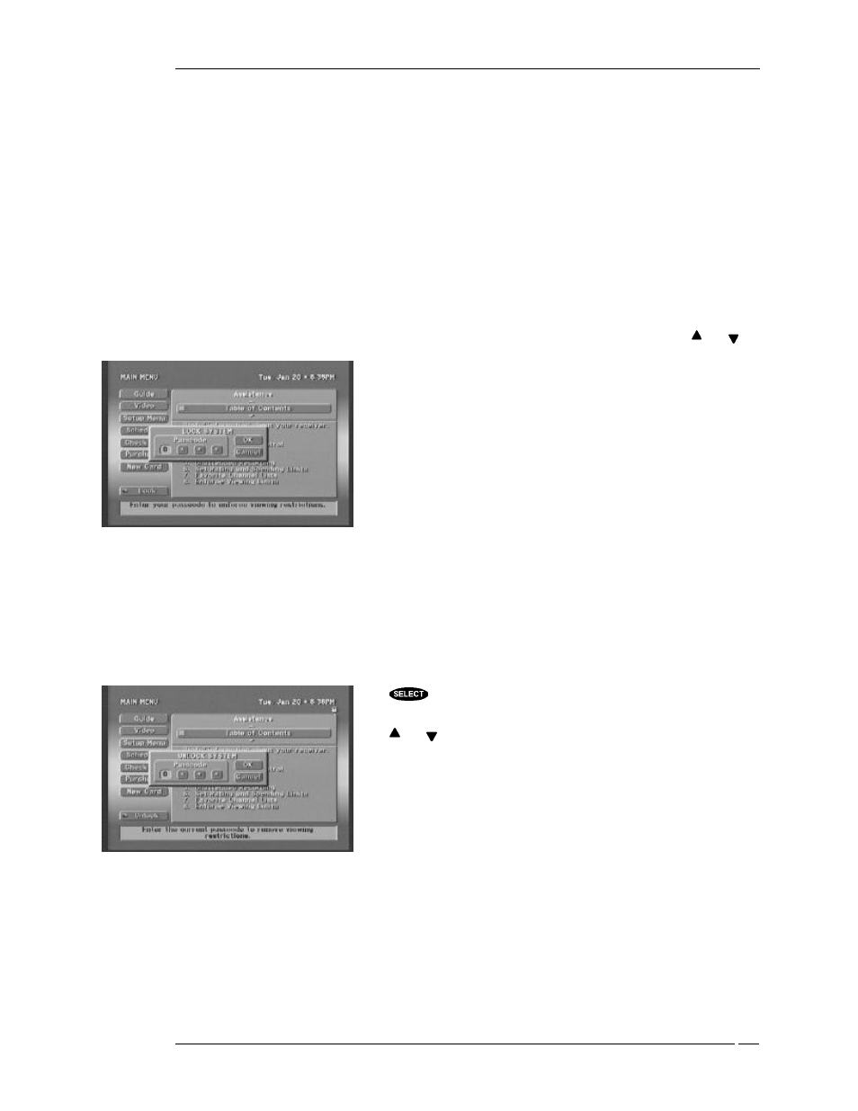 Lock/unlock, Locking procedure, Unlocking procedure | DirecTV HIRD-B1 User Manual | Page 59 / 74
