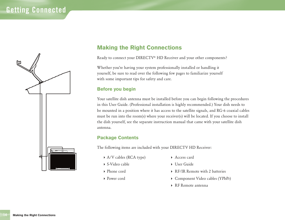 Getting connected, Making the right connections | DirecTV H10 User Manual | Page 18 / 104