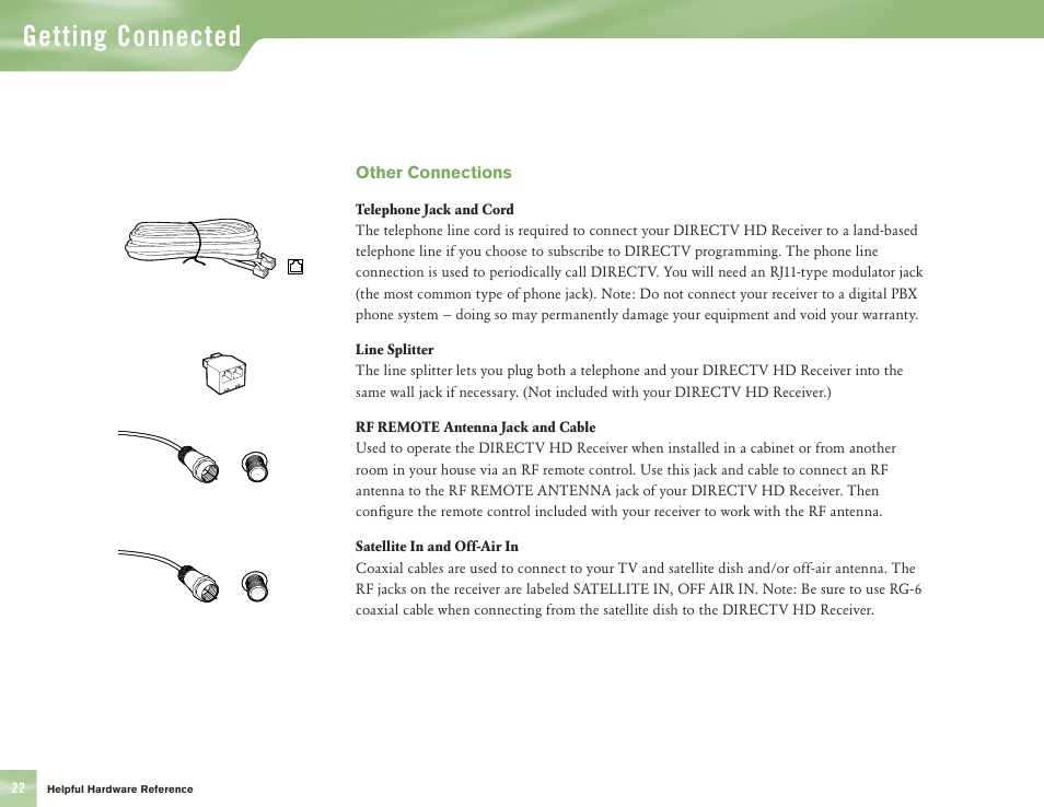 Getting connected | DirecTV H10 User Manual | Page 26 / 104