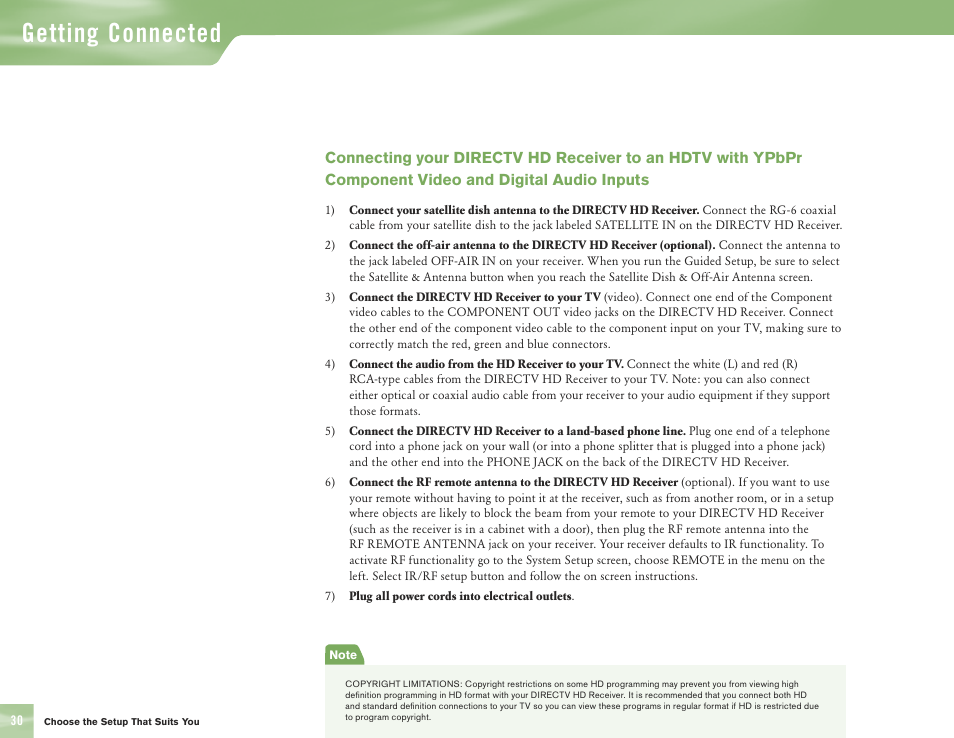 Getting connected | DirecTV H10 User Manual | Page 34 / 104