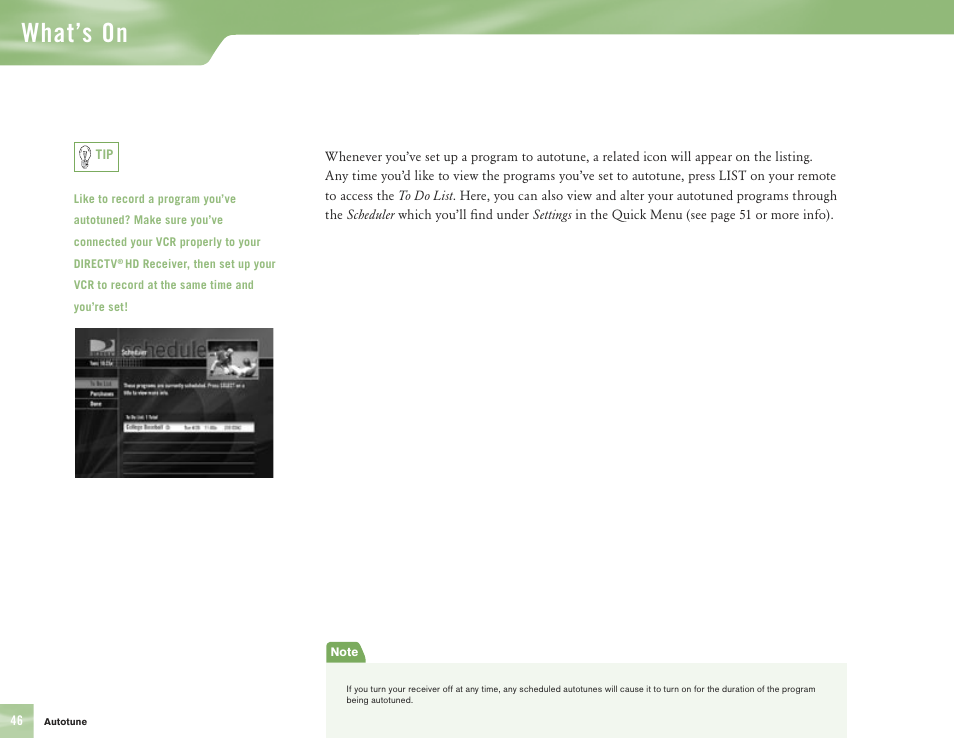 What’s on | DirecTV H10 User Manual | Page 50 / 104
