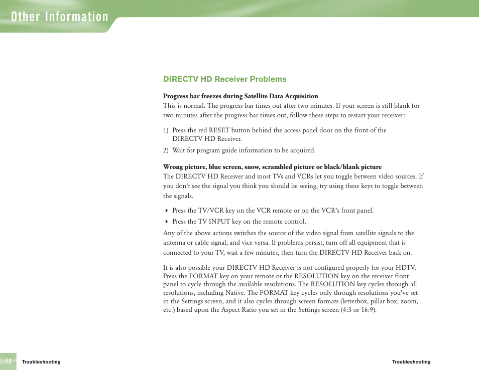 Other information | DirecTV H10 User Manual | Page 76 / 104
