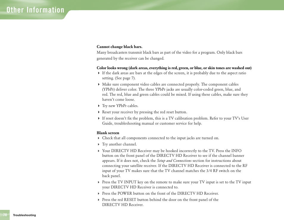 Other information | DirecTV H10 User Manual | Page 82 / 104