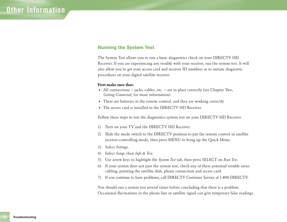 Other information | DirecTV H10 User Manual | Page 86 / 104