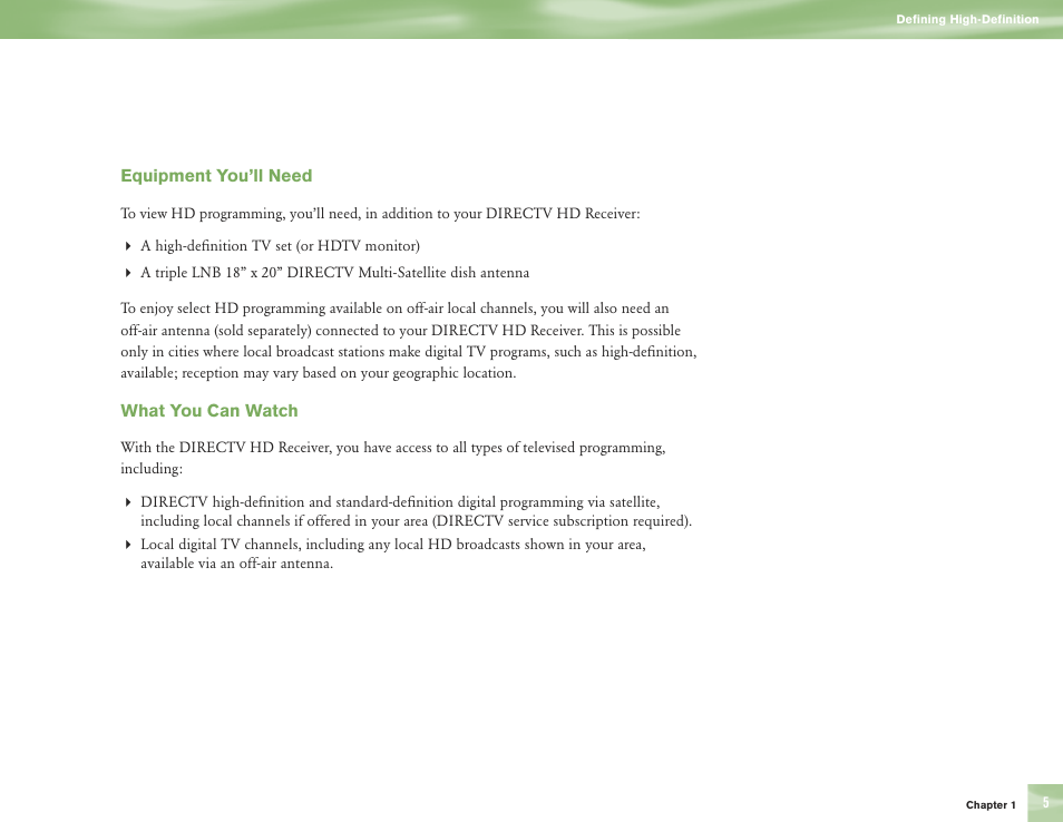 DirecTV H10 User Manual | Page 9 / 104