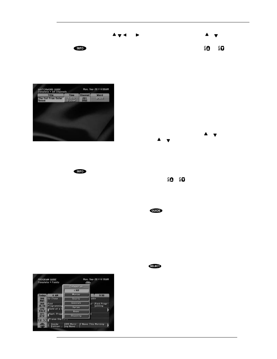 The watchword, Guide, Filtering the guides | Theme filters | DirecTV HIRD-E11 User Manual | Page 51 / 82