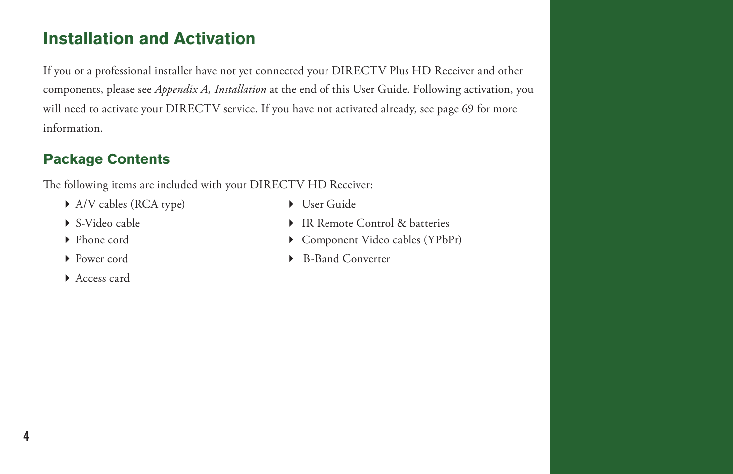 Installation and activation | DirecTV User Manual H20 User Manual | Page 12 / 100