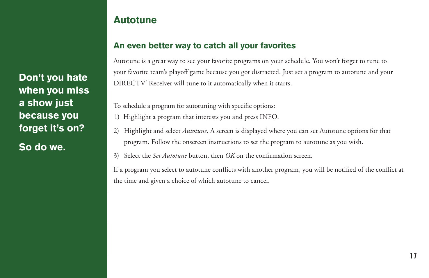 Autotune | DirecTV User Manual H20 User Manual | Page 25 / 100