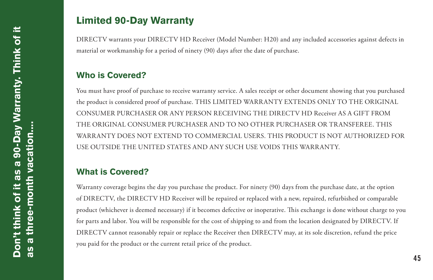 DirecTV User Manual H20 User Manual | Page 53 / 100