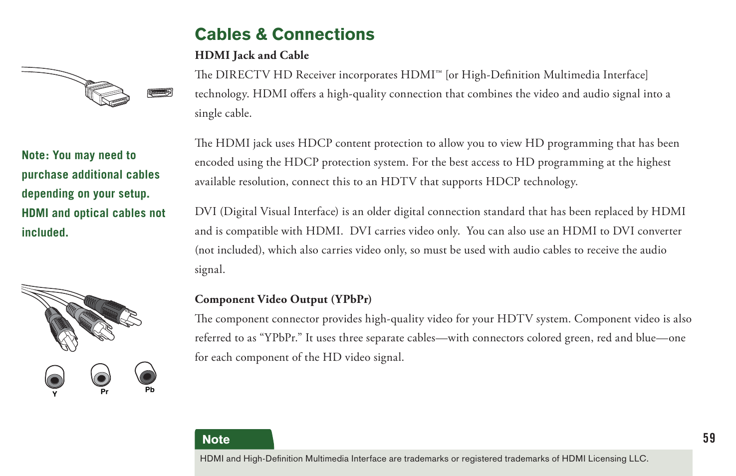 Cables & connections | DirecTV User Manual H20 User Manual | Page 67 / 100