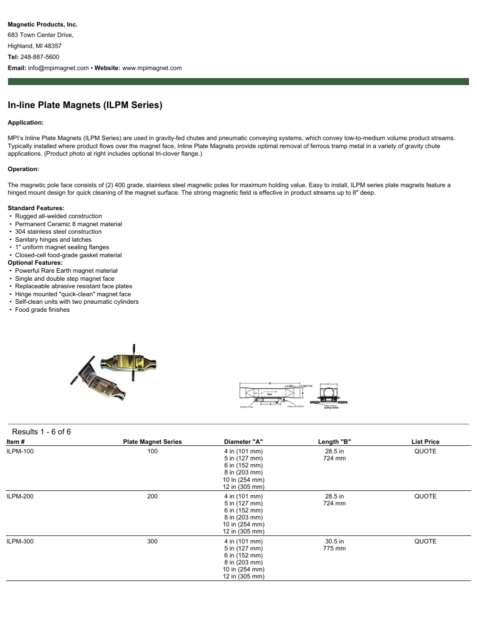 Magnetic Products ILPM Series User Manual | 2 pages