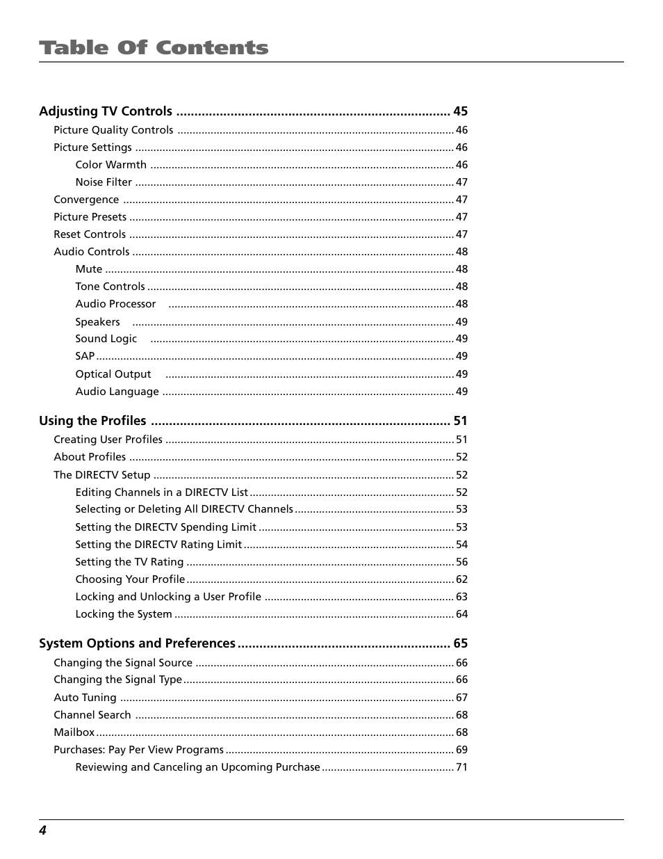 DirecTV HD65W20 User Manual | Page 8 / 100