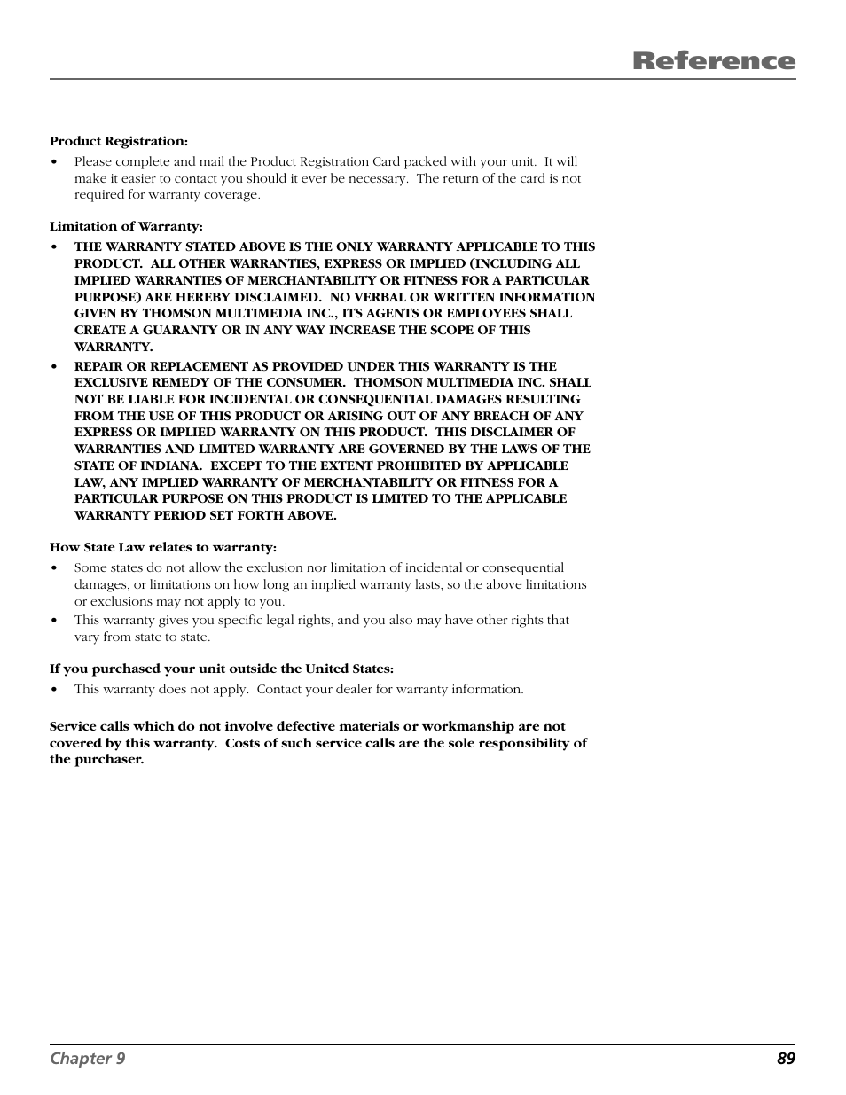 Reference | DirecTV HD65W20 User Manual | Page 93 / 100