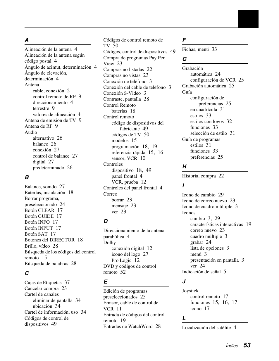 Índice | DirecTV GCEB0 User Manual | Page 116 / 119