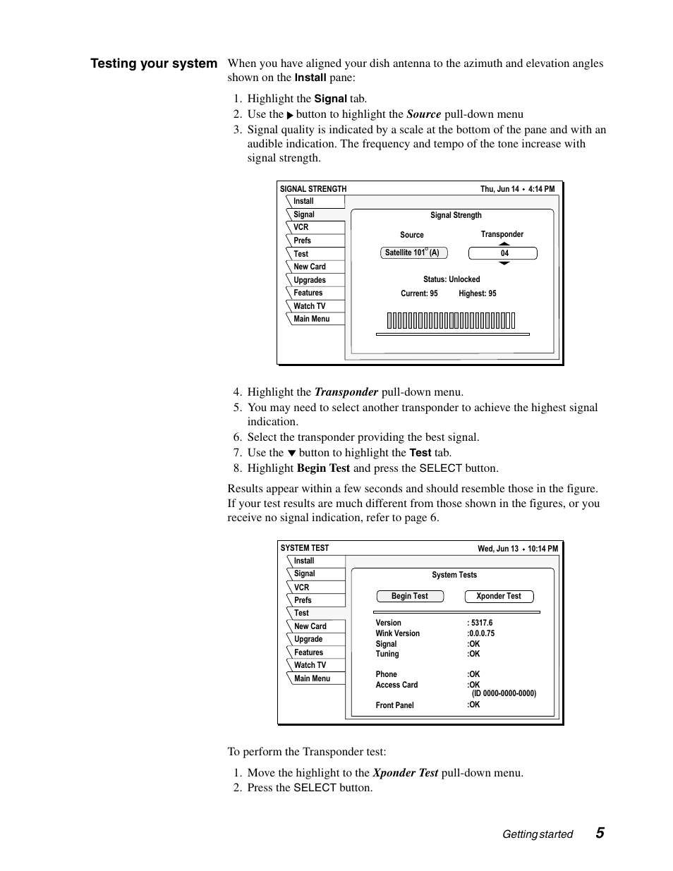 Testing your system | DirecTV GCEB0 User Manual | Page 14 / 119