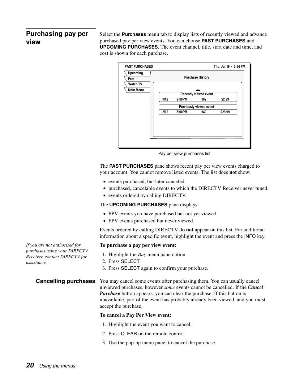 Purchasing pay per view | DirecTV GCEB0 User Manual | Page 27 / 119