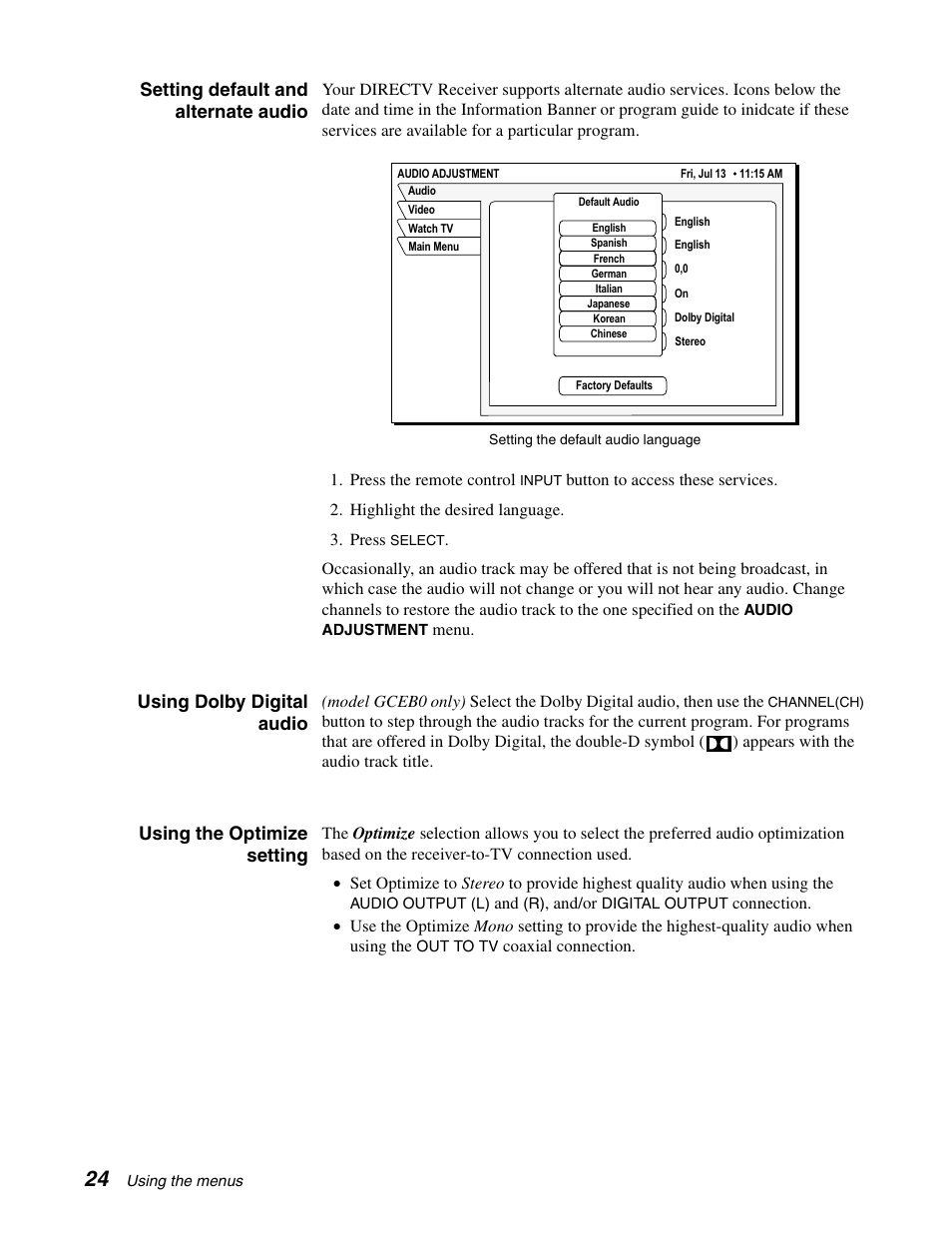 DirecTV GCEB0 User Manual | Page 31 / 119