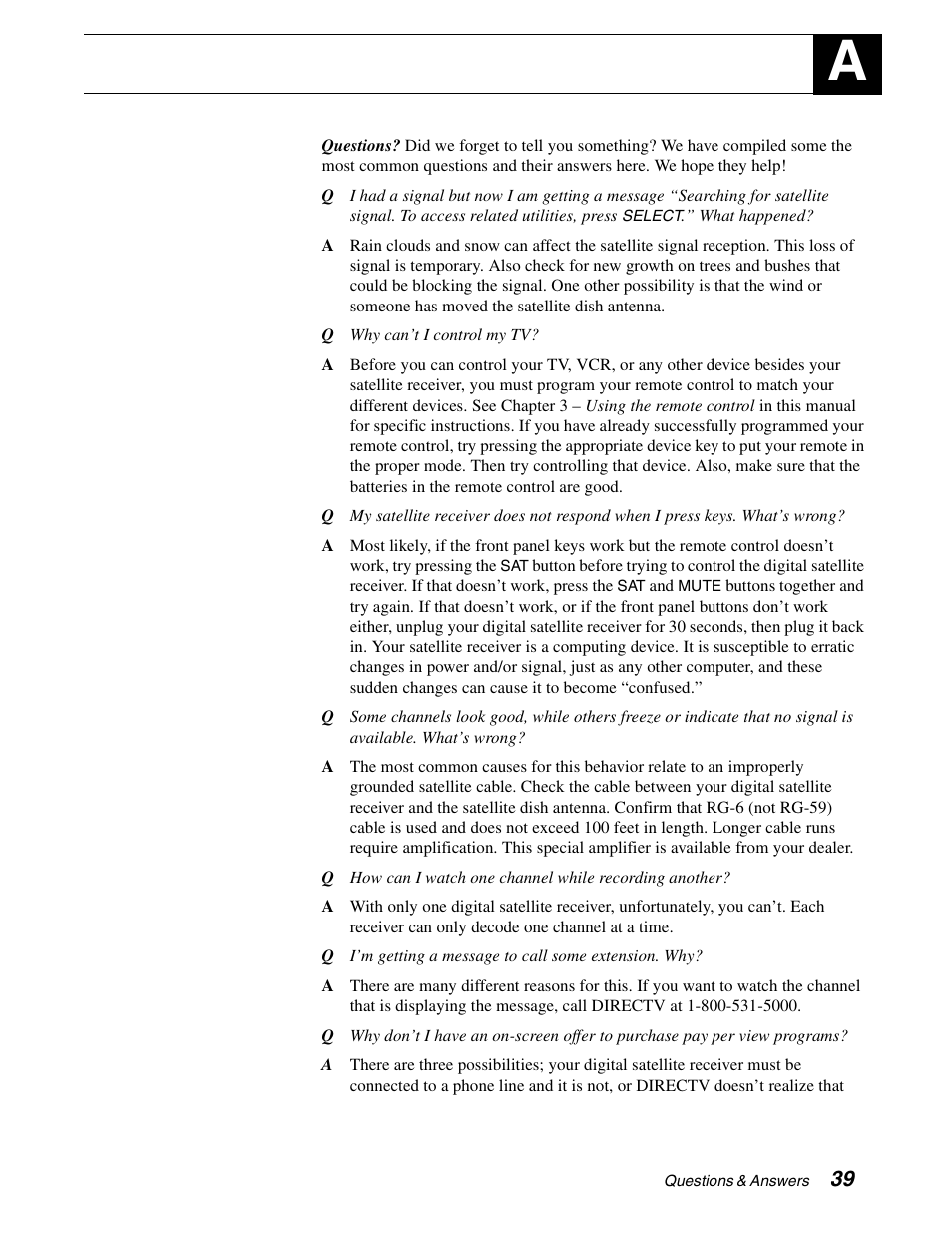 Questions & answers | DirecTV GCEB0 User Manual | Page 46 / 119