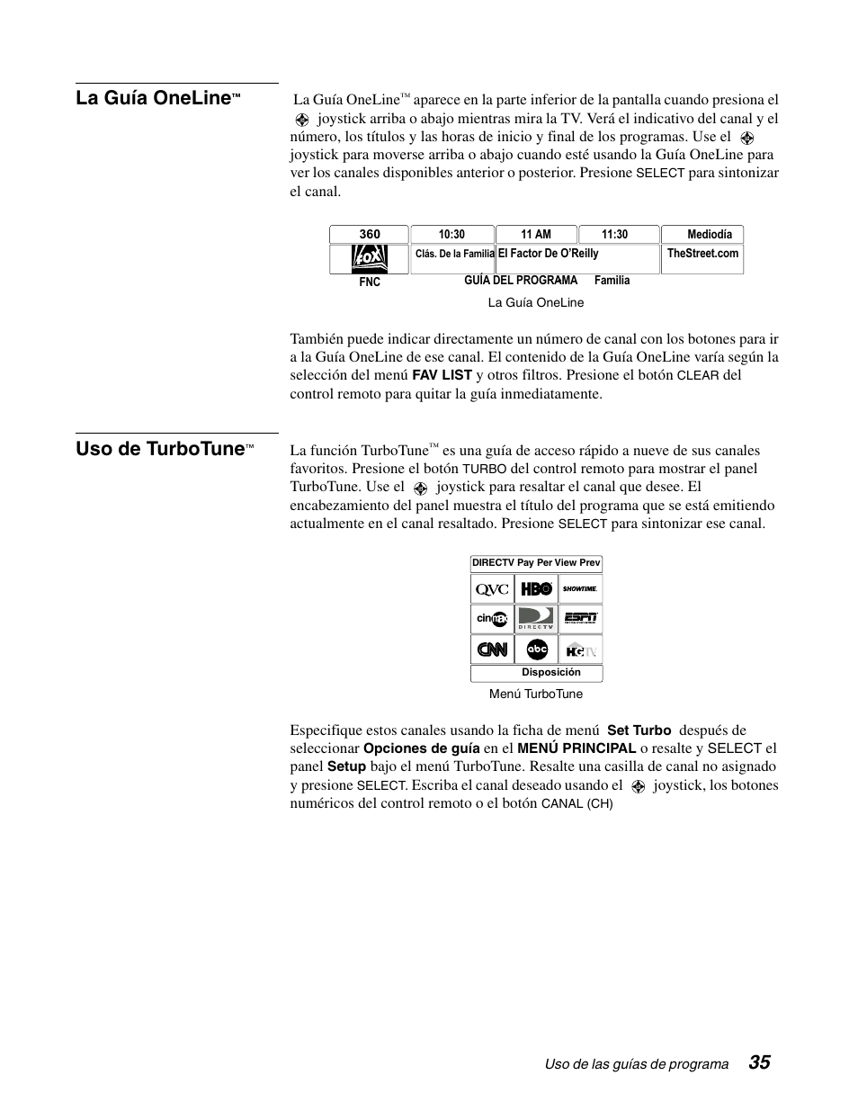 35 la guía oneline, Uso de turbotune | DirecTV GCEB0 User Manual | Page 98 / 119