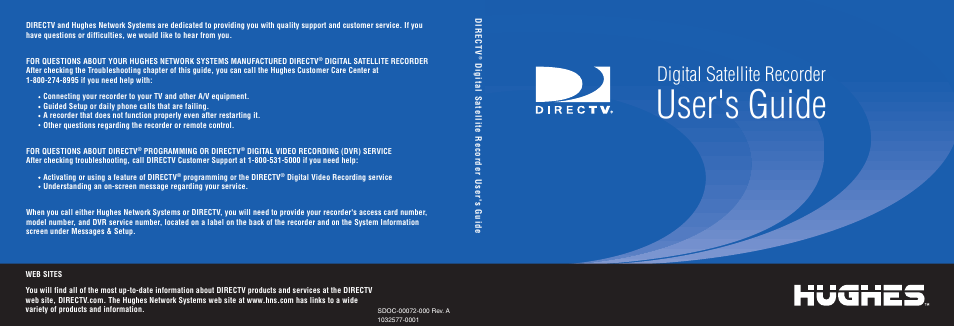 DirecTV Digital Satellite Recorder User Manual | 176 pages