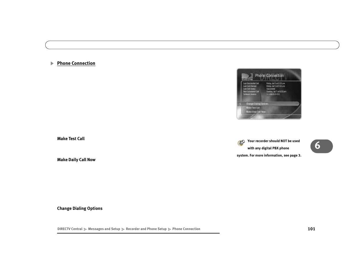 Phone connection | DirecTV Digital Satellite Recorder User Manual | Page 112 / 176