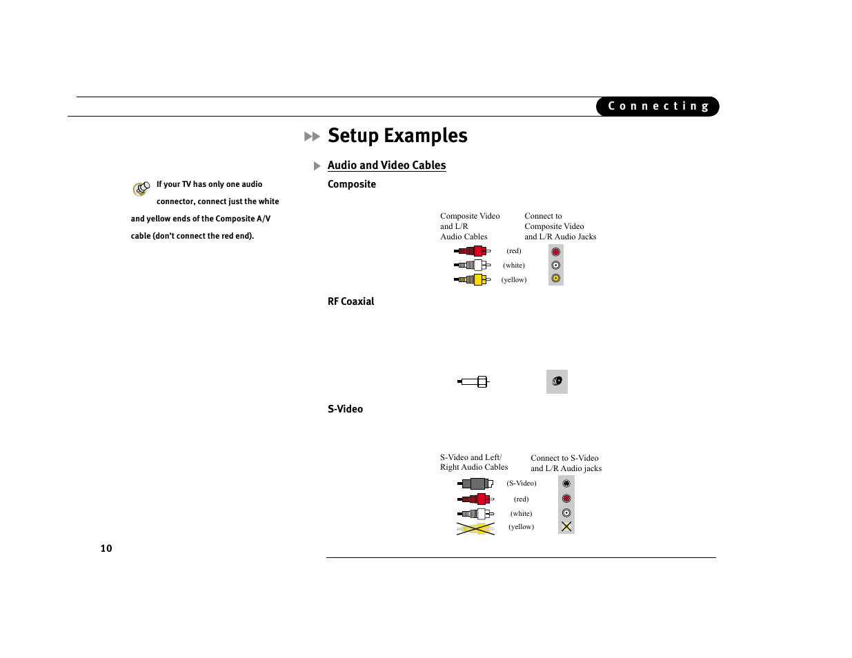 Setup examples, Audio and video cables | DirecTV Digital Satellite Recorder User Manual | Page 21 / 176