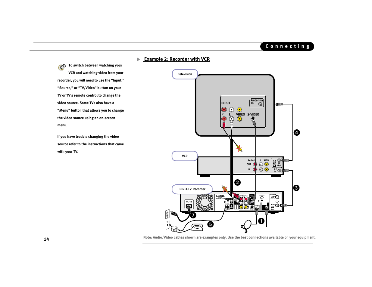 Example 2: recorder with vcr | DirecTV Digital Satellite Recorder User Manual | Page 25 / 176