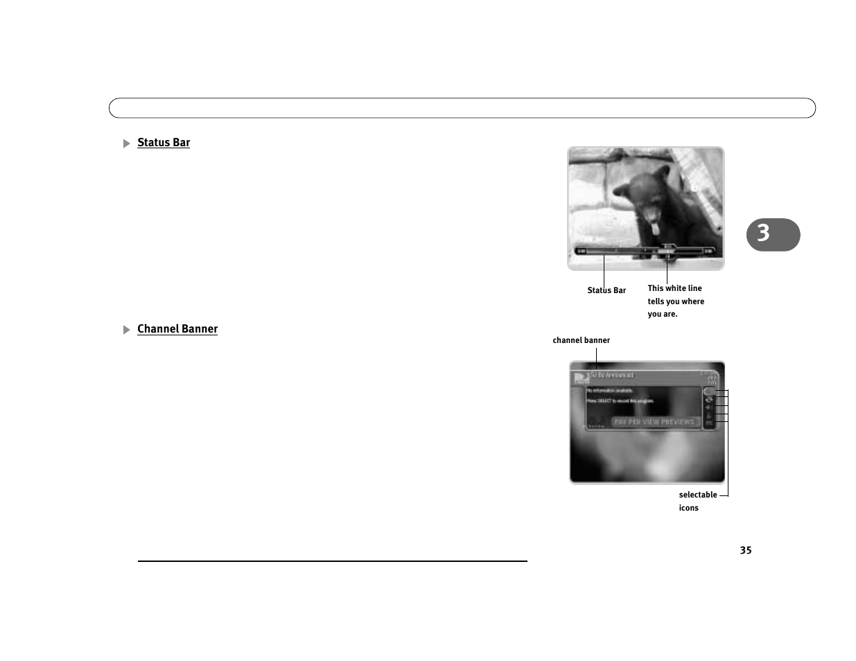 Status bar, Channel banner | DirecTV Digital Satellite Recorder User Manual | Page 46 / 176