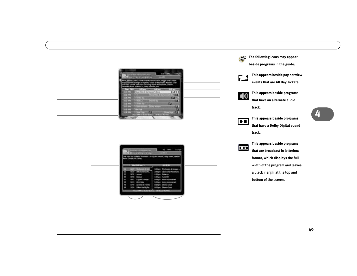 Grid guide, List guide | DirecTV Digital Satellite Recorder User Manual | Page 60 / 176