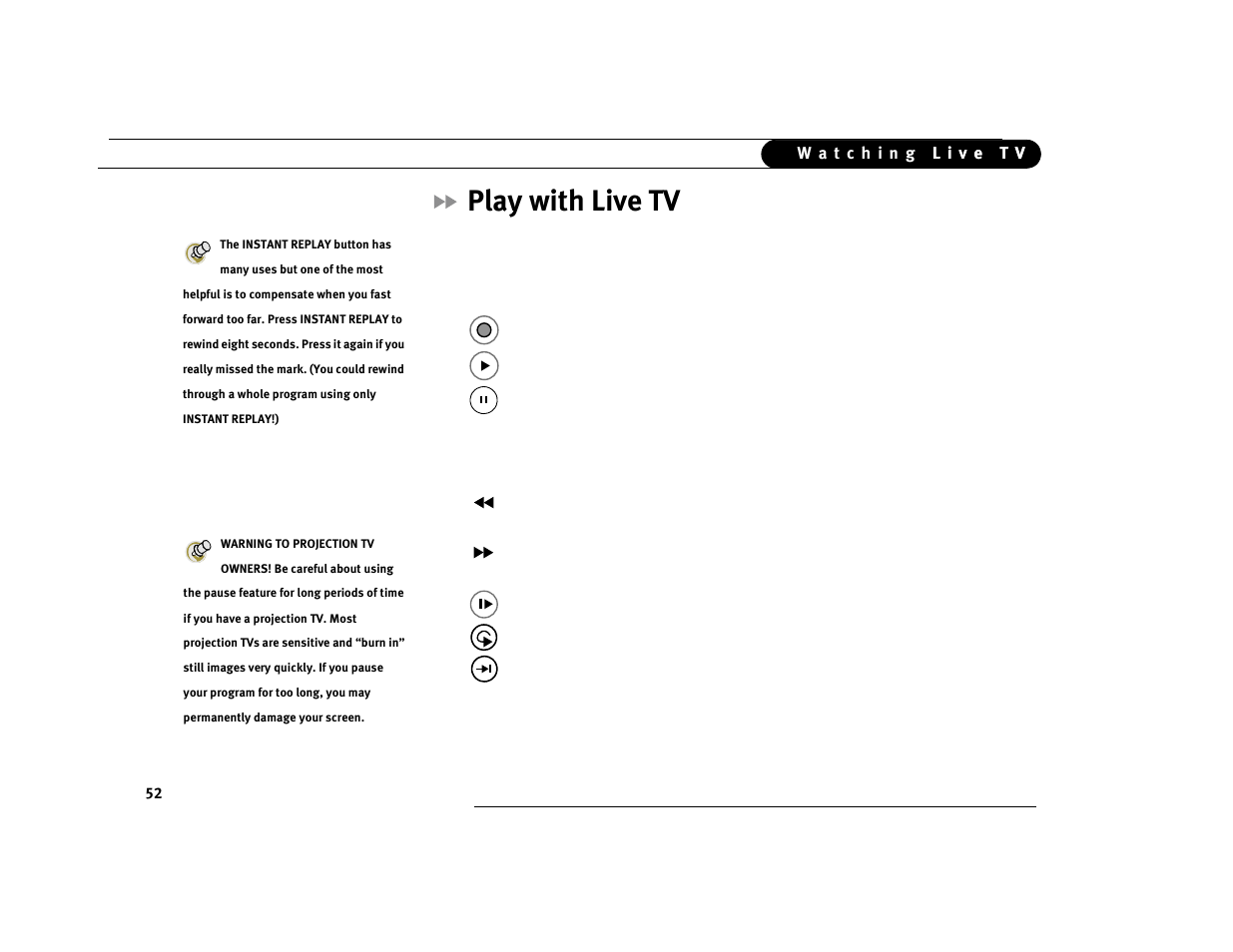 Play with live tv | DirecTV Digital Satellite Recorder User Manual | Page 63 / 176
