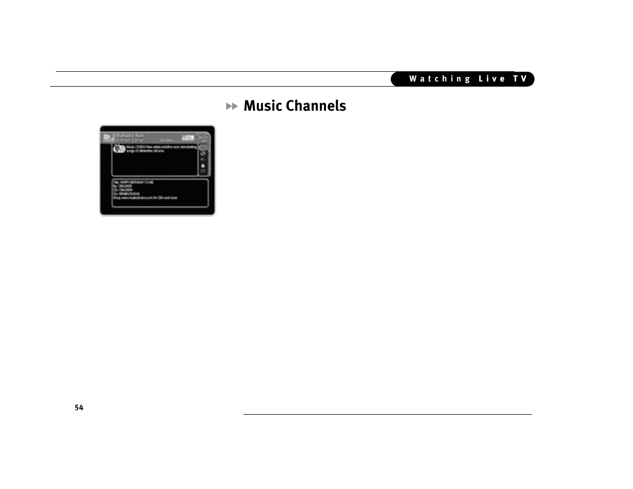 Music channels | DirecTV Digital Satellite Recorder User Manual | Page 65 / 176