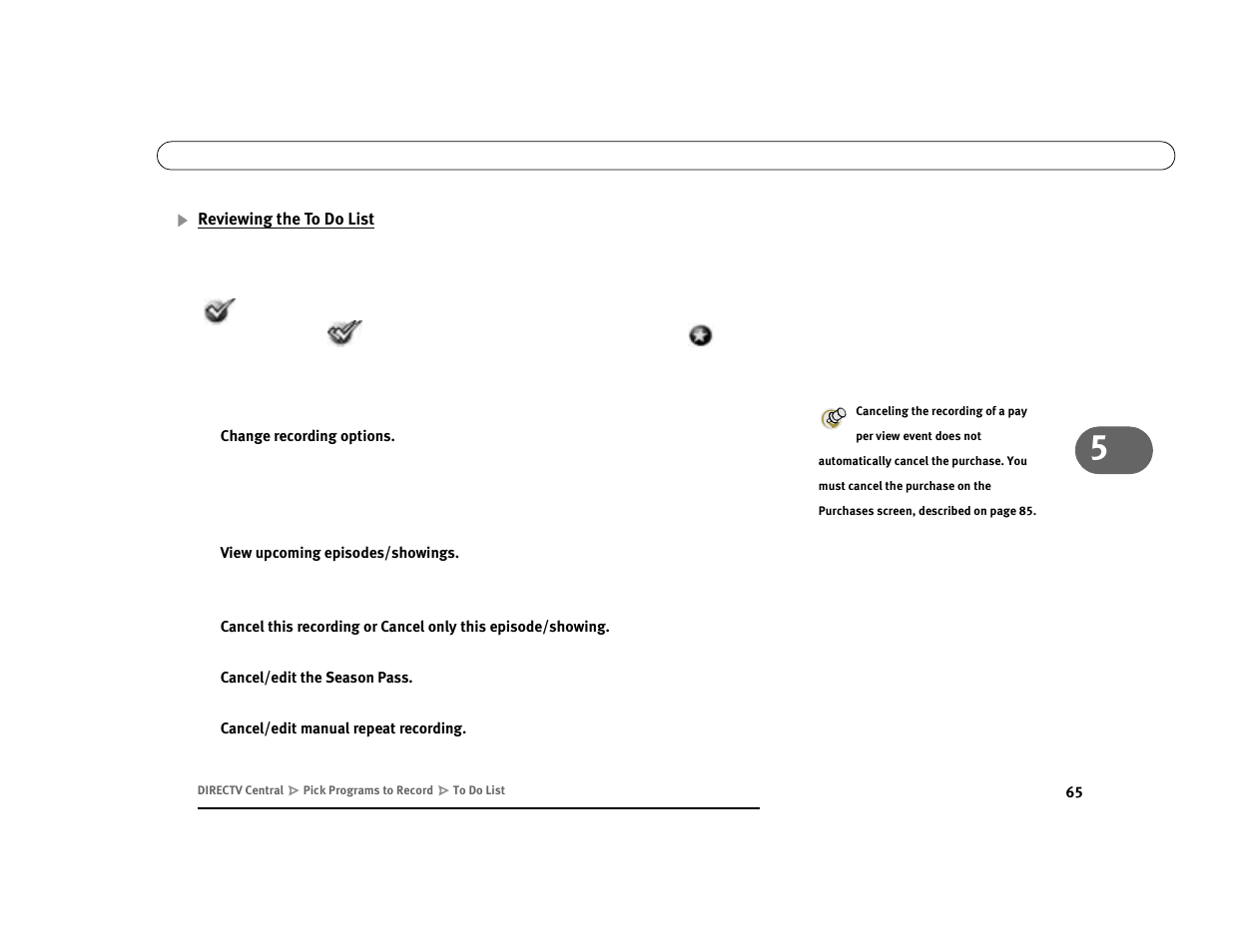 Reviewing the to do list | DirecTV Digital Satellite Recorder User Manual | Page 76 / 176