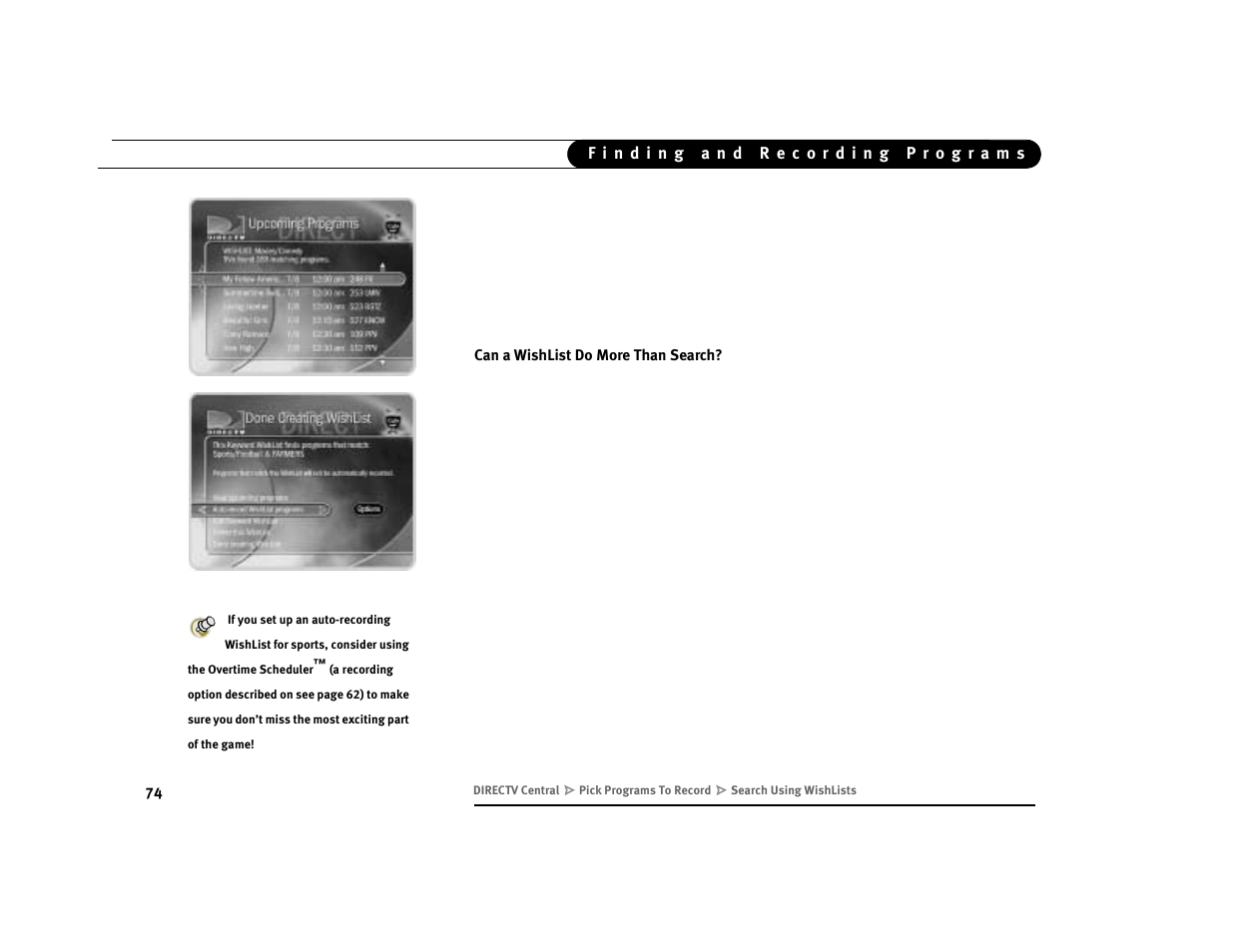 Can a wishlist do more than search | DirecTV Digital Satellite Recorder User Manual | Page 85 / 176