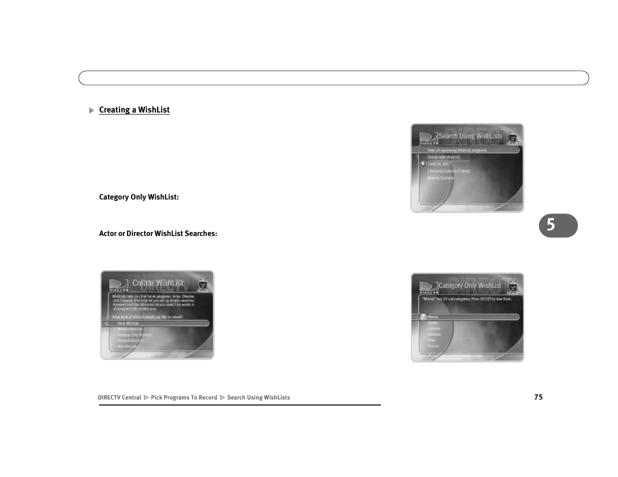 Creating a wishlist | DirecTV Digital Satellite Recorder User Manual | Page 86 / 176
