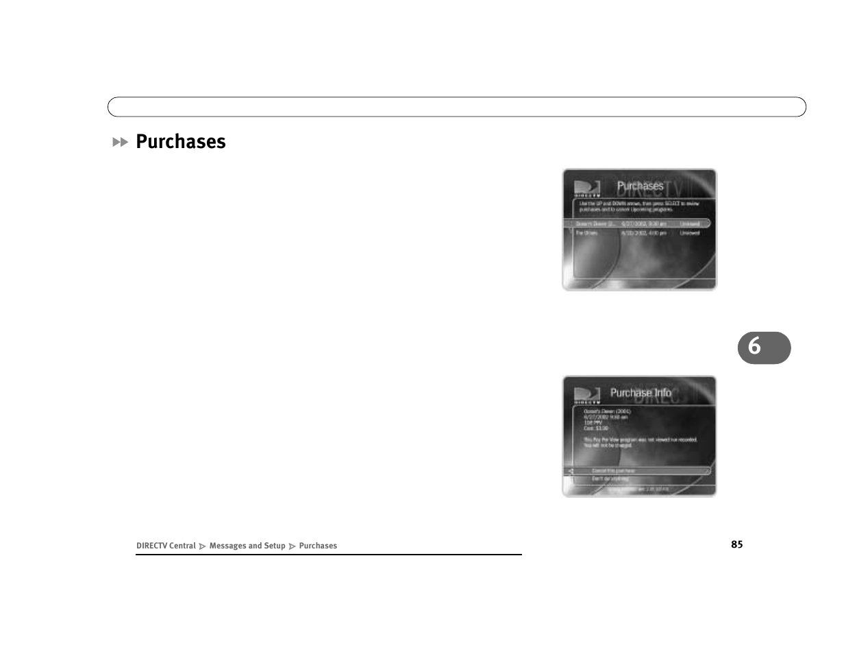 Purchases | DirecTV Digital Satellite Recorder User Manual | Page 96 / 176