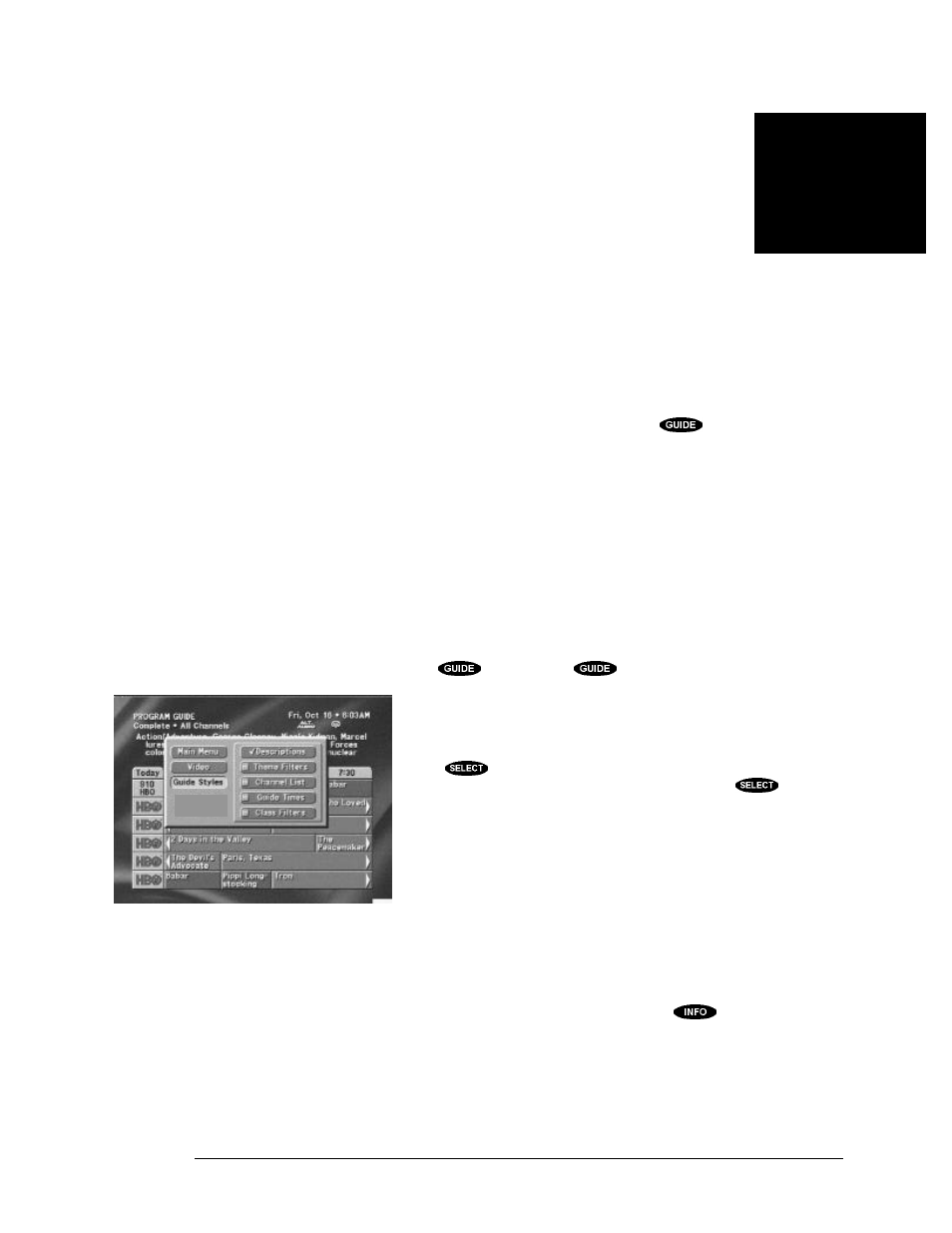 The on-screen guides | DirecTV HIRD-D11 User Manual | Page 43 / 74