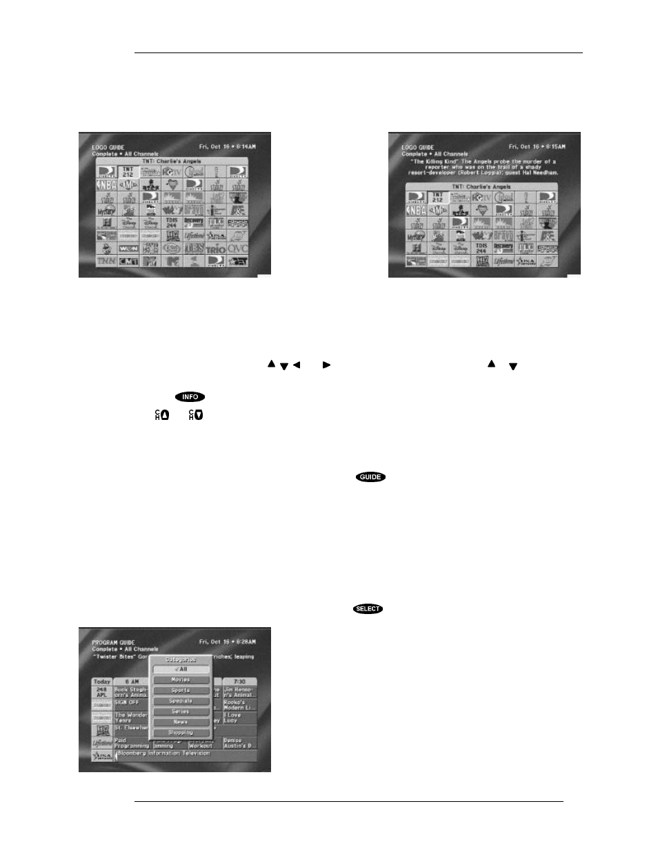 The logo guide, Filtering the guides, Theme filters | DirecTV HIRD-D11 User Manual | Page 47 / 74