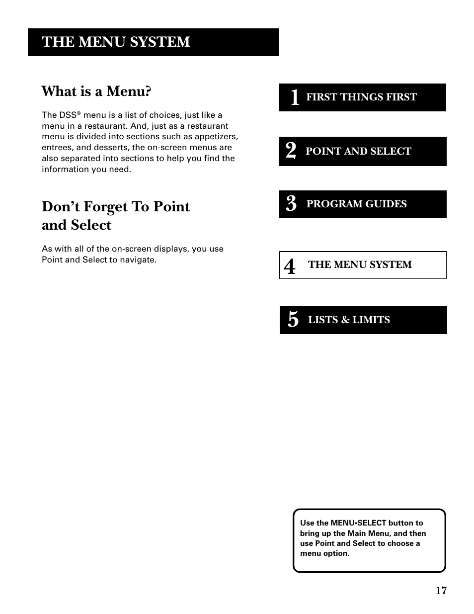 The menu system | DirecTV GRD33G2A User Manual | Page 19 / 64