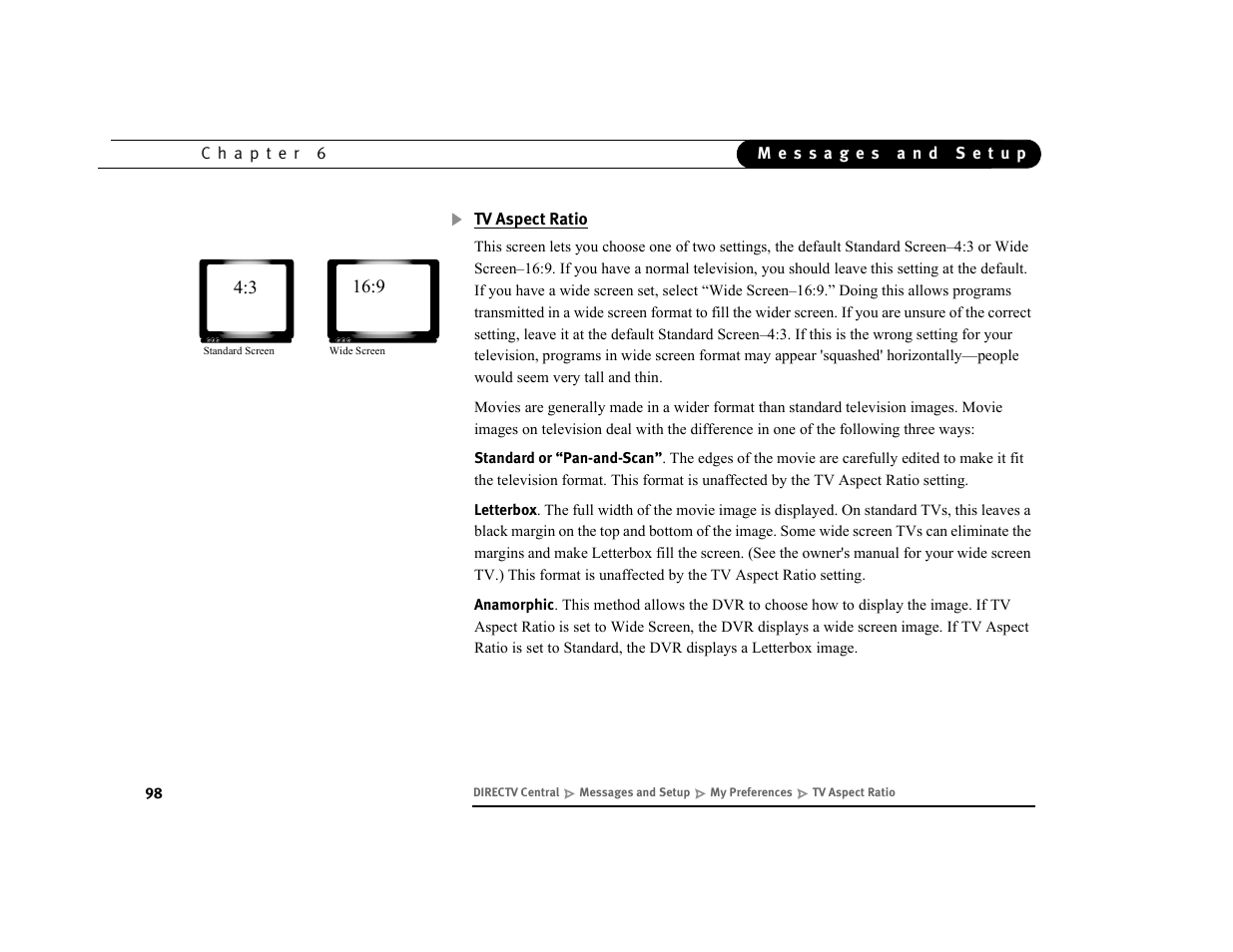 Tv aspect ratio | DirecTV DVR39 User Manual | Page 109 / 176