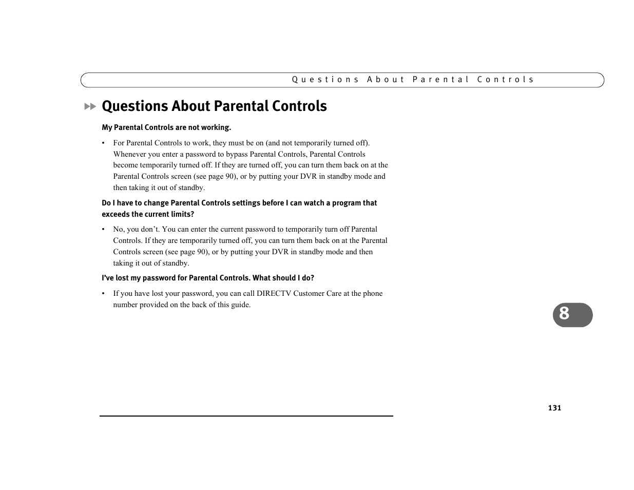 Questions about parental controls | DirecTV DVR39 User Manual | Page 142 / 176