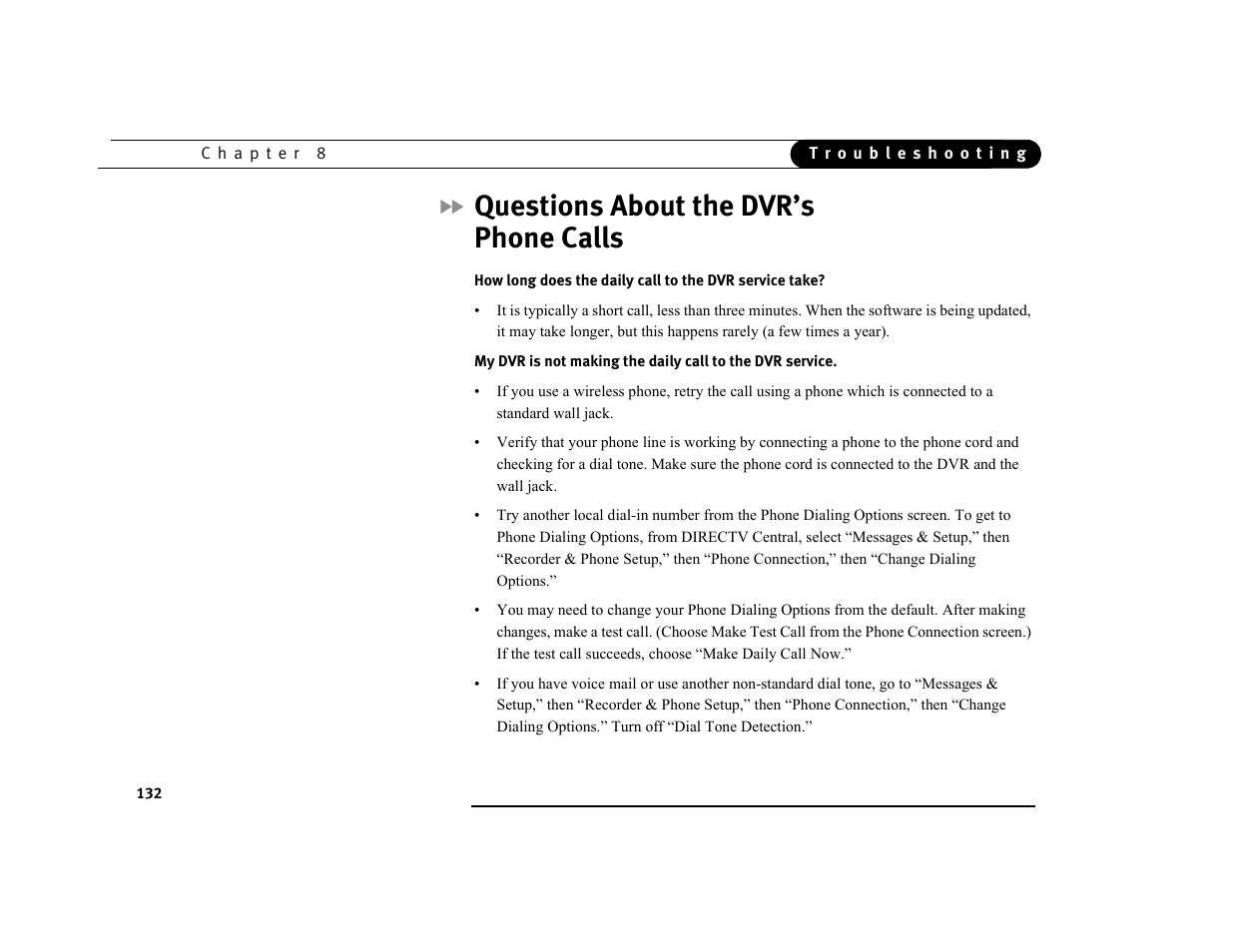 Questions about the dvr’s phone calls | DirecTV DVR39 User Manual | Page 143 / 176