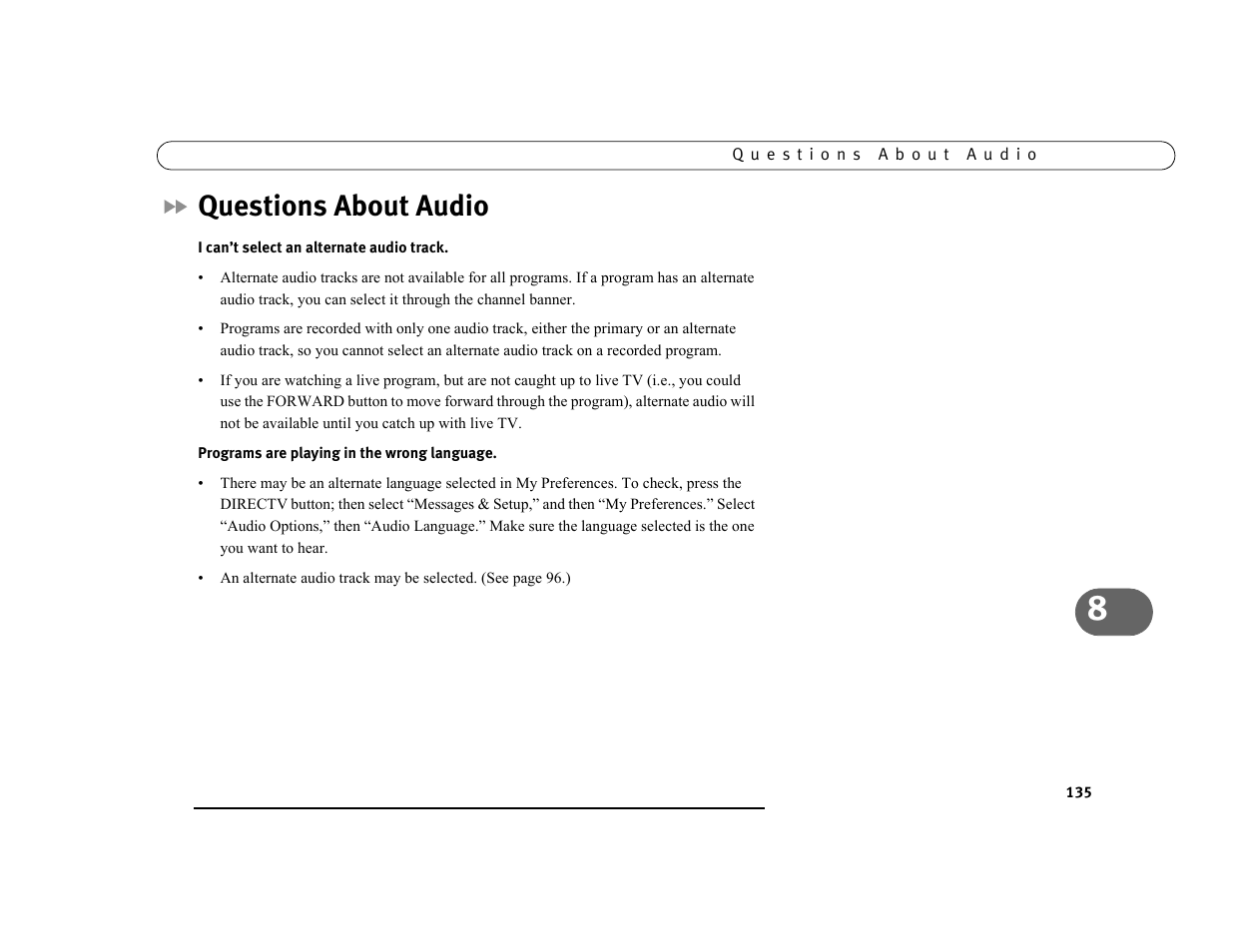 Questions about audio | DirecTV DVR39 User Manual | Page 146 / 176