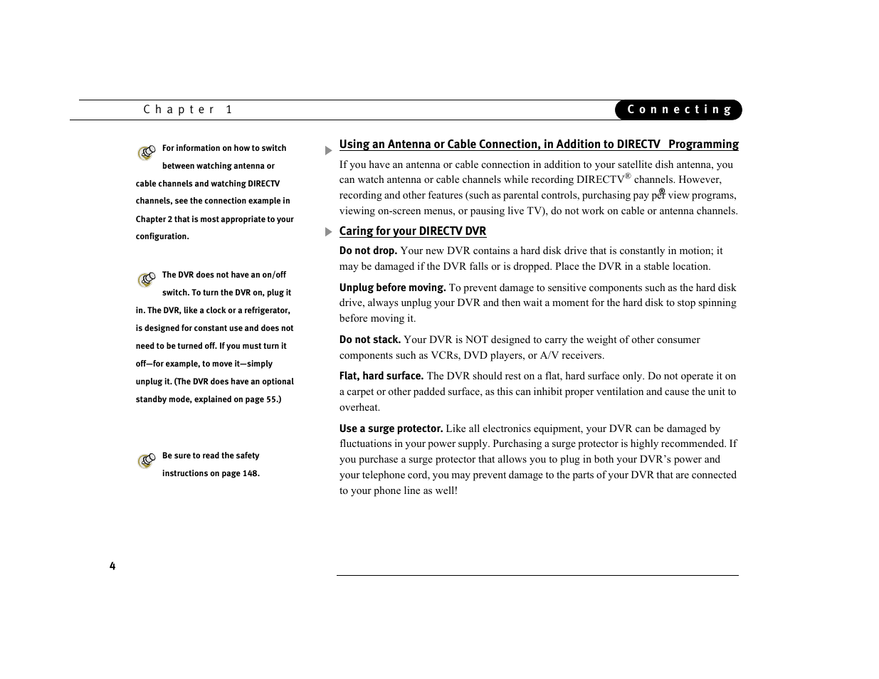 Caring for your directv dvr | DirecTV DVR39 User Manual | Page 15 / 176