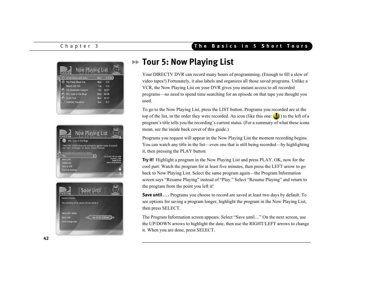 Tour 5: now playing list | DirecTV DVR39 User Manual | Page 53 / 176