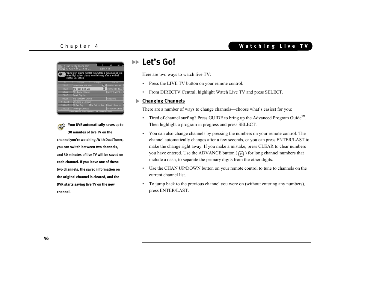 Let’s go, Changing channels | DirecTV DVR39 User Manual | Page 57 / 176