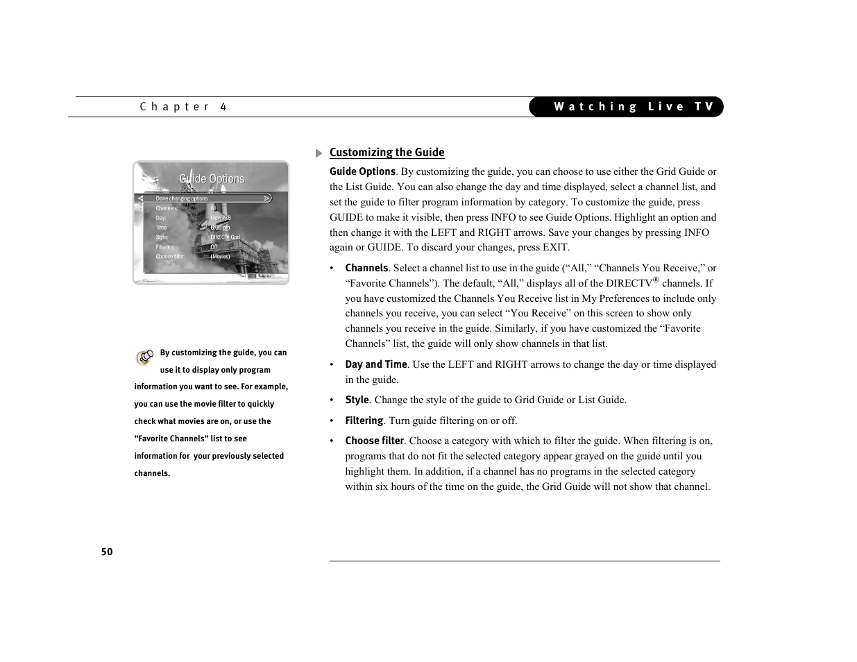 Customizing the guide | DirecTV DVR39 User Manual | Page 61 / 176