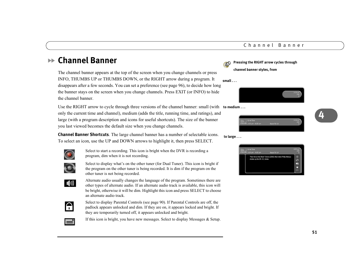 Channel banner | DirecTV DVR39 User Manual | Page 62 / 176